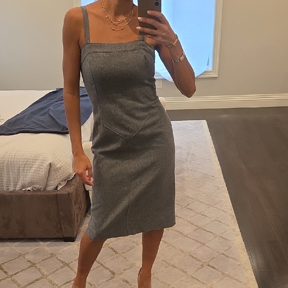 WOMEN'S AEFFE SPA ALBERTA FERRETTI MOSCHINO GREY WOOL COCKTAIL DRESS SZ 6 $650